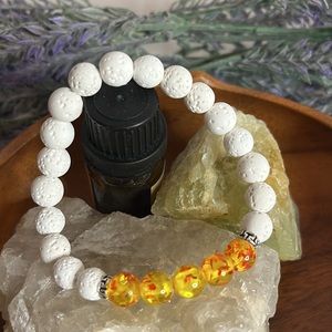 NEW Amber Essential Oil Diffuser Bracelet White Natural Lava Stone